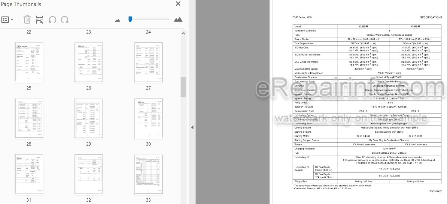 Photo 3 - Kubota 03-M Series Workshop Manual Diesel Engine 9Y011-02132
