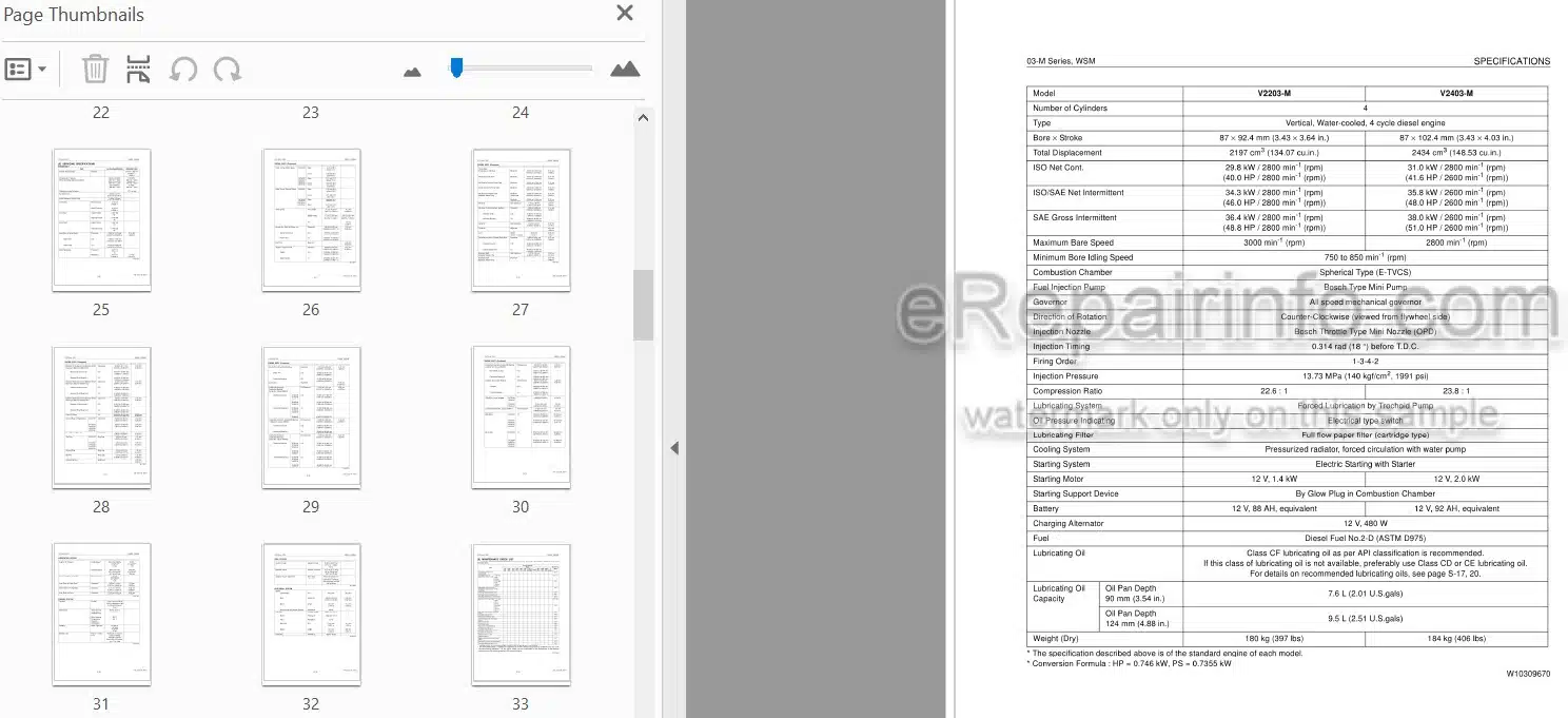 Photo 3 - Kubota 03-M Series Workshop Manual Diesel Engine 9Y011-02132