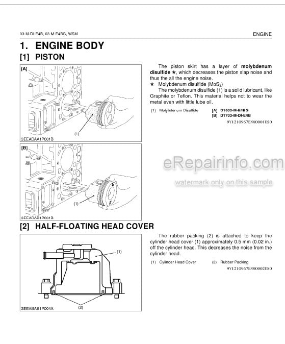 Photo 5 - Kubota 03-M-E2B Series Workshop Manual Diesel Engine 9Y011-02813