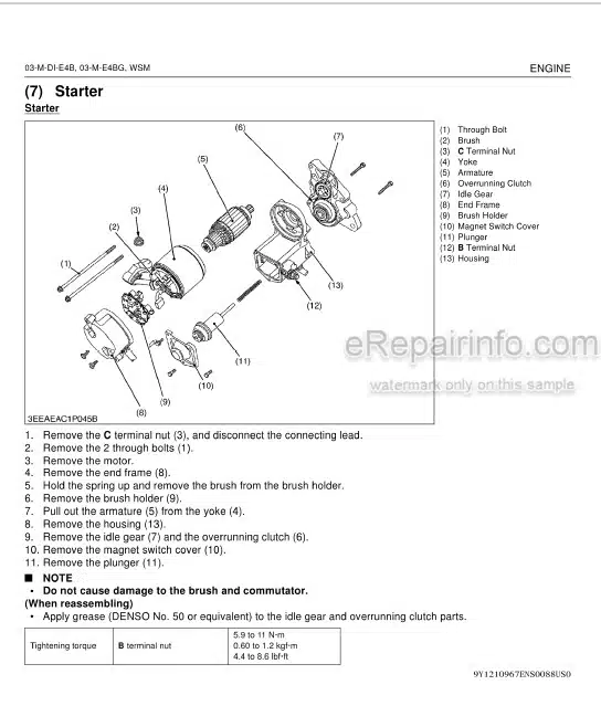 Photo 5 - Kubota 03M-DI-E4B 03-M-E4BG Series Workshop Manual Diesel Engine 9Y111-09676