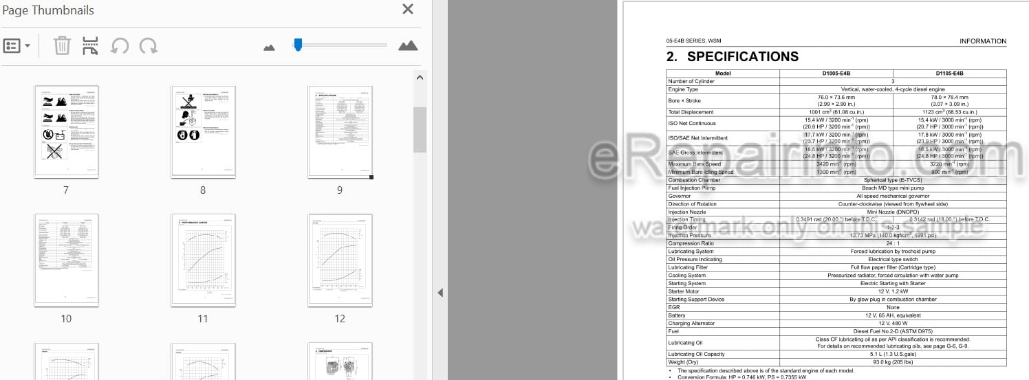 Photo 4 - Kubota 05-E4B Series Workshop Manual Diesel Engine 9Y111-07840