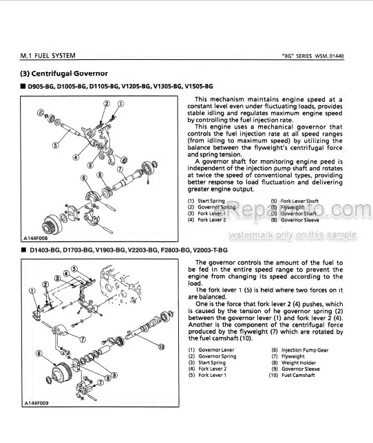 Photo 3 - Kubota BG Series Workshop Manual Diesel Engine 9Y011-01443