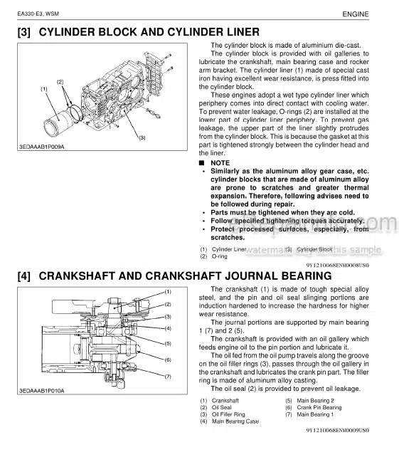 Photo 5 - Kubota EA330-E3 Series Workshop Manual Diesel Engine 9Y111-00682