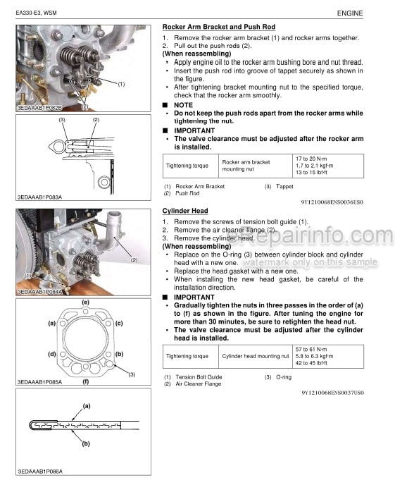 Photo 4 - Kubota EA330-E3 Series Workshop Manual Diesel Engine 9Y111-00682