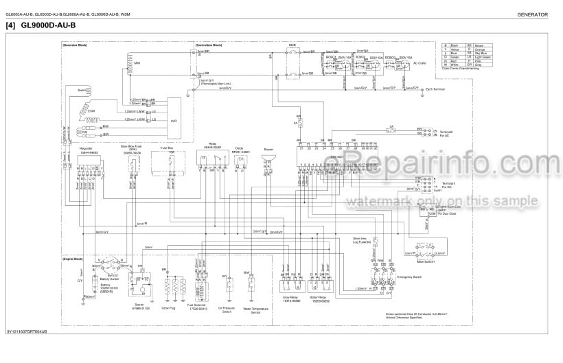 Photo 4 - Kubota GL6000A-AU-B GL6000D-AU-B GL9000A-AU-B GL9000D-AU-B Workshop Manual Diesel Generator 9Y111-16070