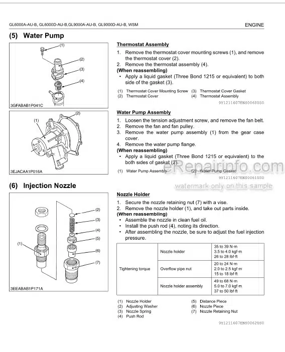 Photo 5 - Kubota GL6000A-AU-B GL6000D-AU-B GL9000A-AU-B GL9000D-AU-B Workshop Manual Diesel Generator 9Y111-16070