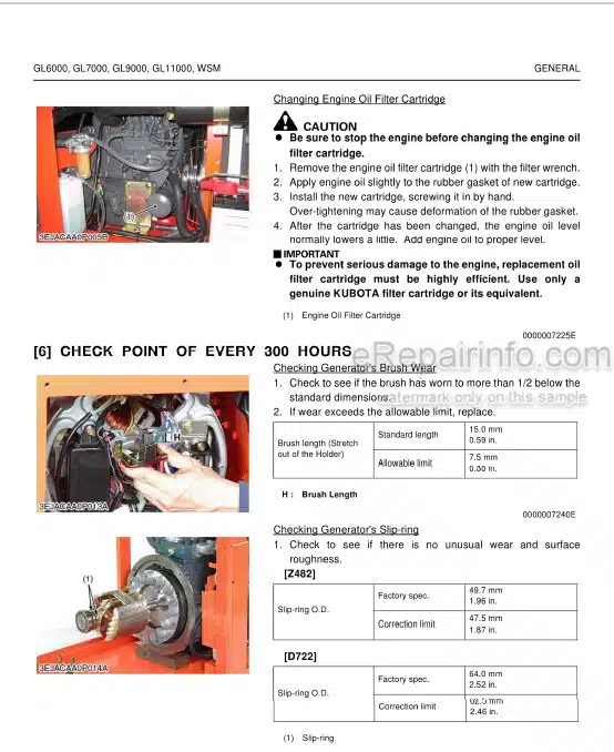 Photo 3 - Kubota GL6000 GL7000 GL9000 GL11000 Workshop Manual Diesel Generator 9Y011-02691