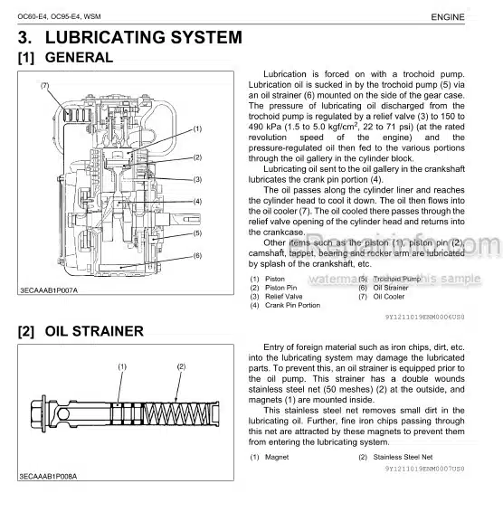 Photo 1 - Kubota OC60-E4 OC95-E4 Workshop Manual Diesel Engine 9Y111-10190