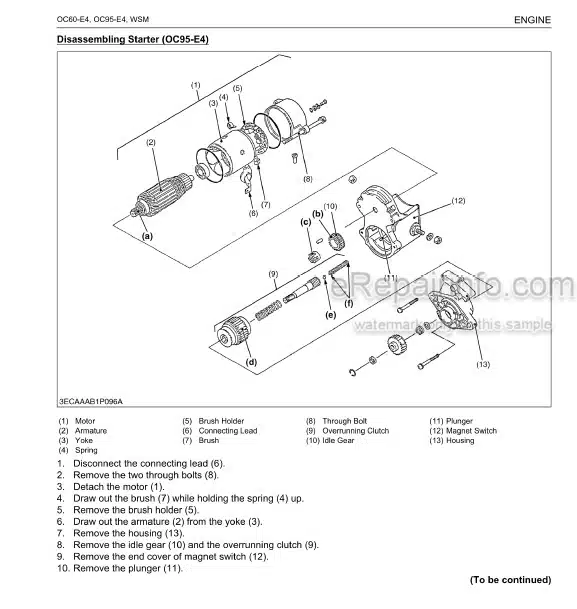 Photo 4 - Kubota OC60-E4 OC95-E4 Workshop Manual Diesel Engine 9Y111-10190