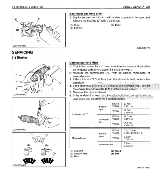 Photo 6 - Kubota SQ1120B-AU-B To SQ3300B-AU-B Workshop Manual Diesel Generator 9Y111-16030