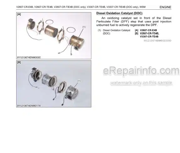 Photo 1 - Kubota V2607-CR-E4B To V3307-CR-TIE4B Workshop Manual Diesel Engine 9Y111-06749