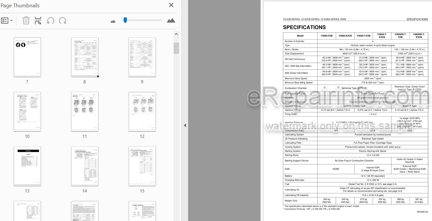 Photo 3 - Kubota V3-E3B V3-E3CB V3-E3BG Series Workshop Manual Diesel Engine 9Y111-01045