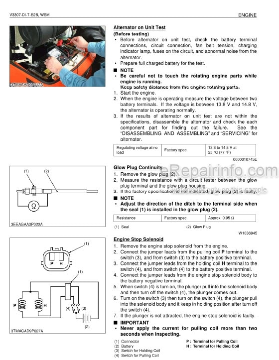 Photo 4 - Kubota V3307-DI-T-E2B Workshop Manual Diesel Engine 9Y111 -03162