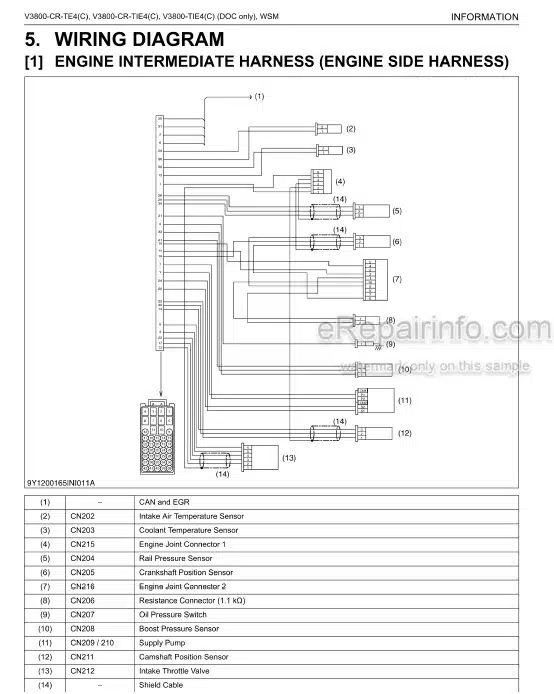 Photo 3 - Kubota V3800-CR-TE4 To V3800-TIE4C Engine Workshop Manual Diesel Engine 9Y111-06516