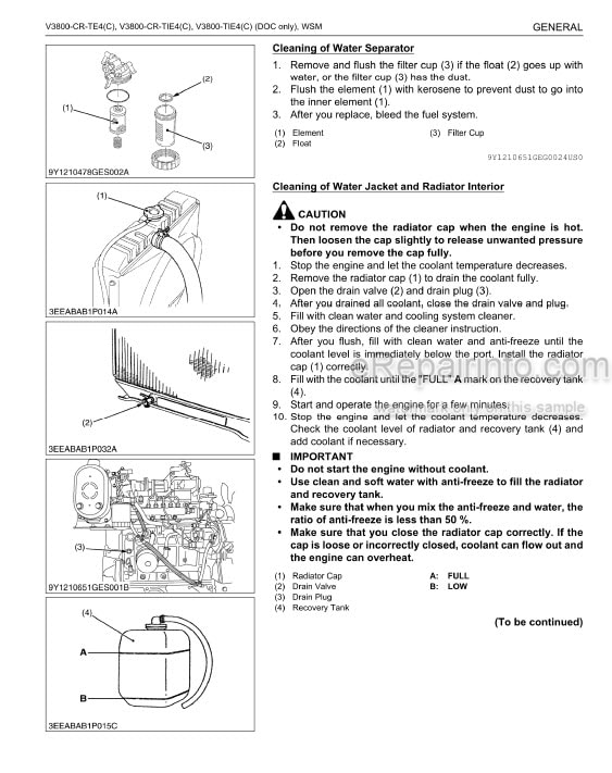 Photo 5 - Kubota V3800-CR-TE4 To V3800-TIE4C Engine Workshop Manual Diesel Engine 9Y111-06516