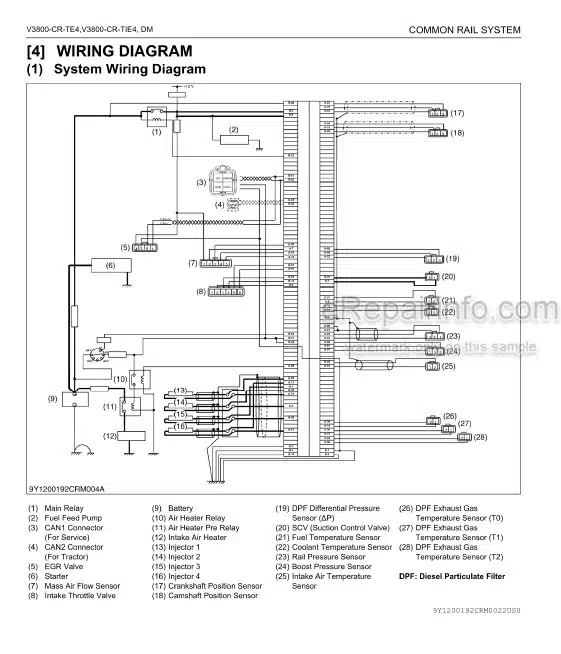 Photo 3 - Kubota V3800-CR-TE4 V3800-CR-TIE4 Diagnosis Manual Common Rail System For Tractor 9Y110-01922