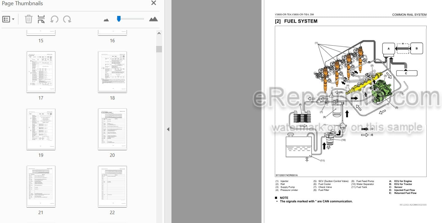 Photo 4 - Kubota V3800-CR-TE4 V3800-CR-TIE4 Diagnosis Manual Common Rail System For Tractor 9Y110-01922