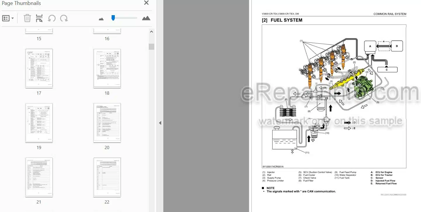 Photo 4 - Kubota V3800-CR-TE4 V3800-CR-TIE4 Diagnosis Manual Common Rail System For Tractor 9Y110-01922