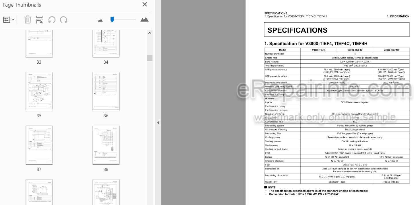 Photo 3 - Kubota V3800-TIEF4 V3800-TIEF4C V3800-TIEF4H Workshop Manual Diesel Engine 9Y111-10854