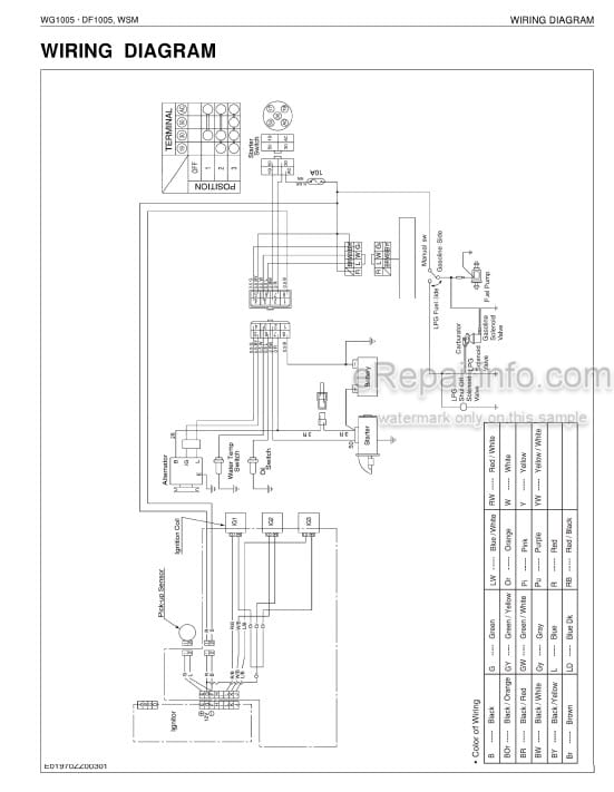 Photo 5 - Kubota WG1005 DF1005 Workshop Manual Gasoline LPG Engine 9Y011-01971