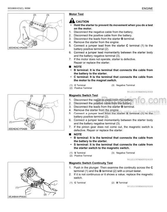 Photo 5 - Kubota WG3800-E3 WG3800-E3C Workshop Manual Gasoline LPG Natural Gas Engine 9Y111-13095