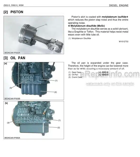 Photo 7 - Kubota Z602-E D902-E Workshop Manual Diesel Engine 9Y011-02185