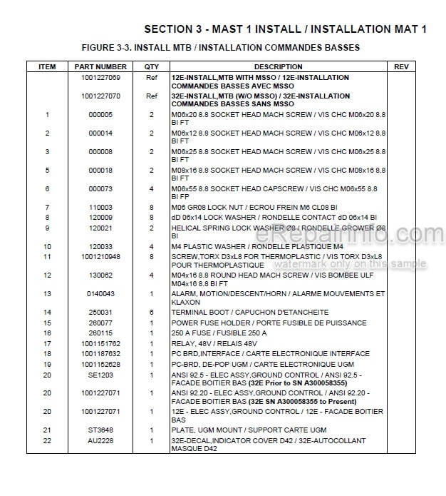Photo 3 - JLG Toucan 12E 32E Illustrated Parts Manual Mast Boom Lift 31210249 SN2
