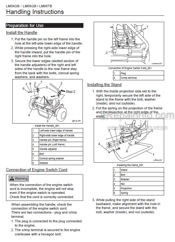 Photo 1 - Baroness LM56GB LM66GB LM66TB Owners Operating Manual Walk Behind Greens Mower