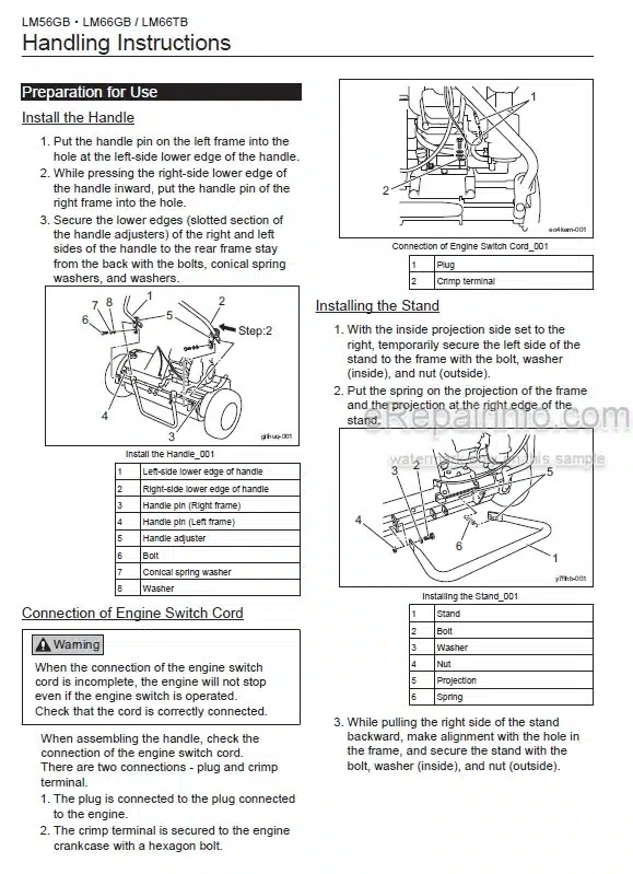 Photo 1 - Baroness LM56GB LM66GB LM66TB Owners Operating Manual Walk Behind Greens Mower