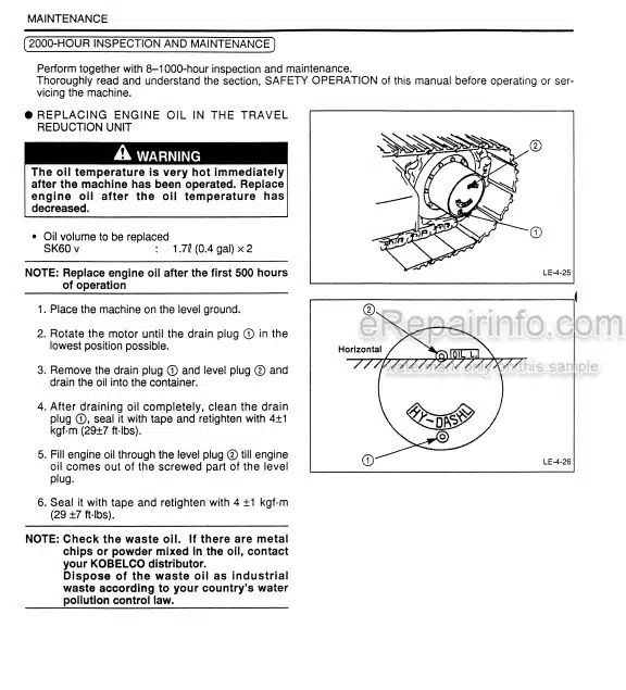 Photo 1 - Kobelco SK60 Operators Manual Hydraulic Excavator S2LE1017E SN LE17701-
