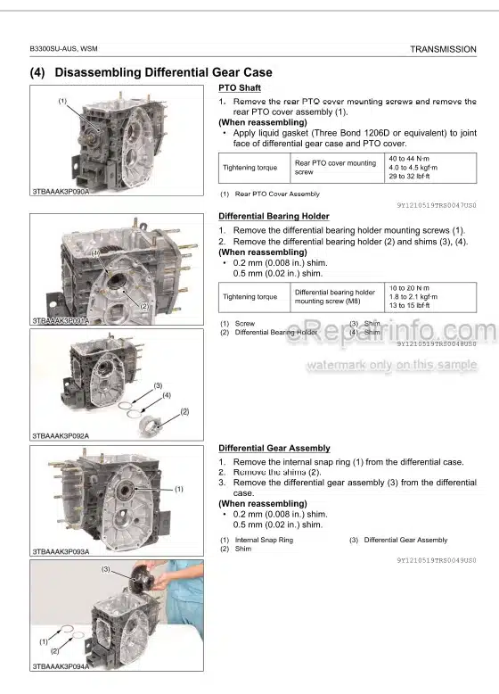 Photo 1 - Kubota B3300SU-AUS B3300SUHSD B3300SU Workshop Manual Tractor 9Y111-05191