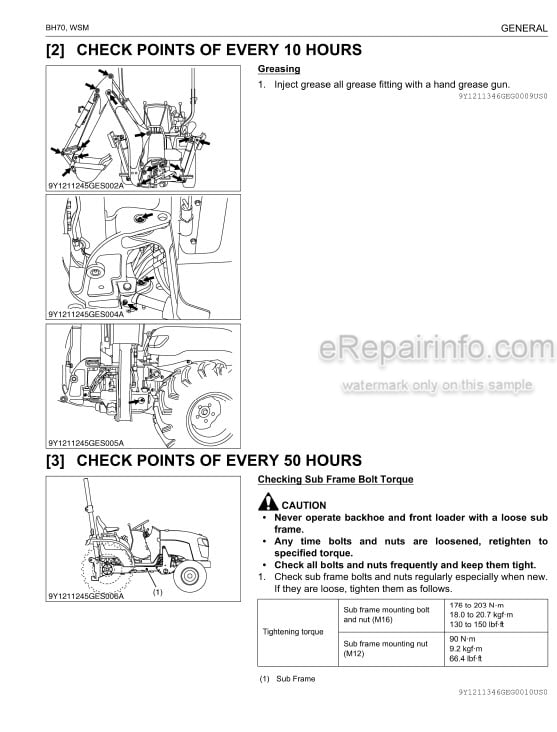 Photo 1 - Kubota BH70 Workshop Manual Backhoe 9Y111-13460