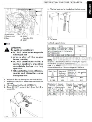Photo 2 - Kubota KJ-S130VX-AUS To KJ-T210VX Operators Manual Diesel Generator G3601-8911-8