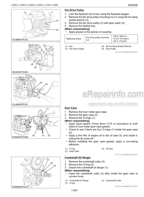 Photo 1 - Kubota L3240-3 L2540-3 L4240-3 L5240-3 L5740-3 Workshop Manual Tractor 9Y111-06241