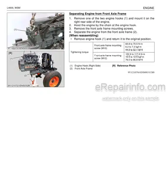 Photo 1 - Kubota L4600 Workshop Manual Tractor 9Y111-07611