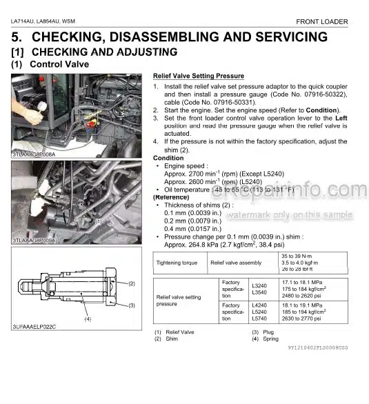 Photo 1 - Kubota LA714AU LA854AU Workshop Manual Front Loader 9Y111-04020