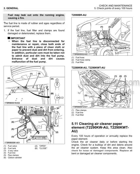 Photo 1 - Kubota T2290BR-AU T2290KW-AU T2290KWT-AU Workshop Manual Mower 9Y111-18082