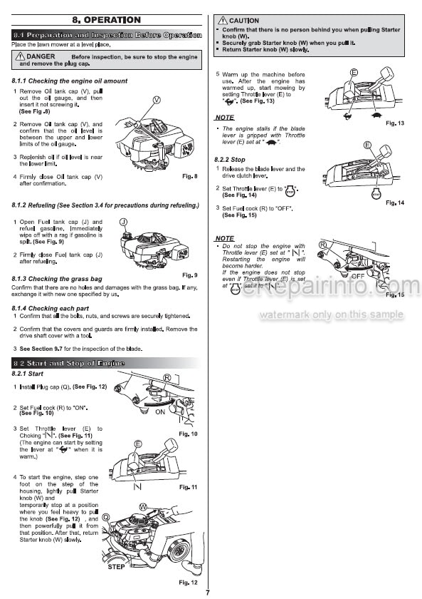 Photo 1 - Kubota W821S-AU W821SC-AU Operators Manual Walk Behind Mower 46019-336