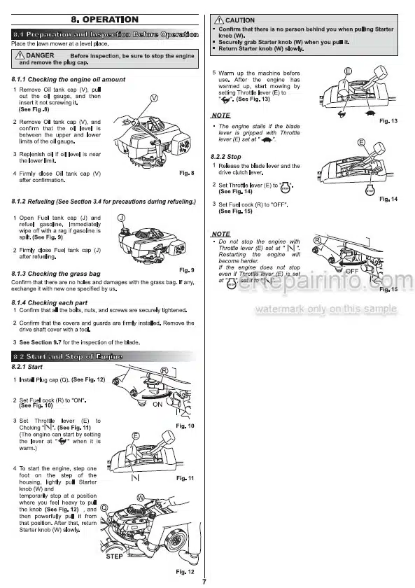 Photo 1 - Kubota W821S-AU W821SC-AU Operators Manual Walk Behind Mower 46019-336
