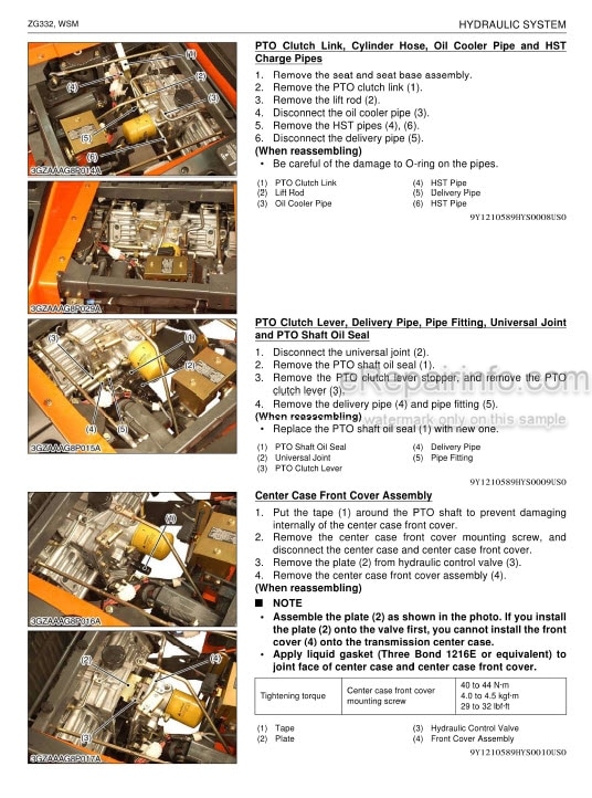 Photo 1 - Kubota ZG332 Workshop Manual Mower 9Y111-05891