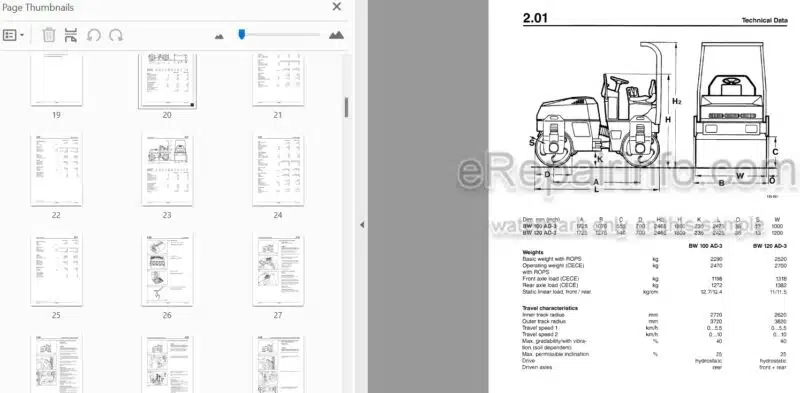 Photo 1 - Bomag BW100AD-3 BW120AD-3 BW100AC-3 BW120AC-3 Instructions For Repair Tandem Vibratory Combination Roller 00819371 SN1