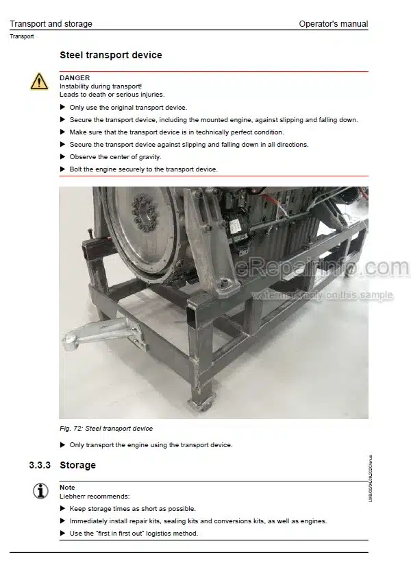 Photo 1 - Liebherr D936-A7-14 D946-A7-14 Operators Manual Diesel Engine 13451772 From SN 2016040001
