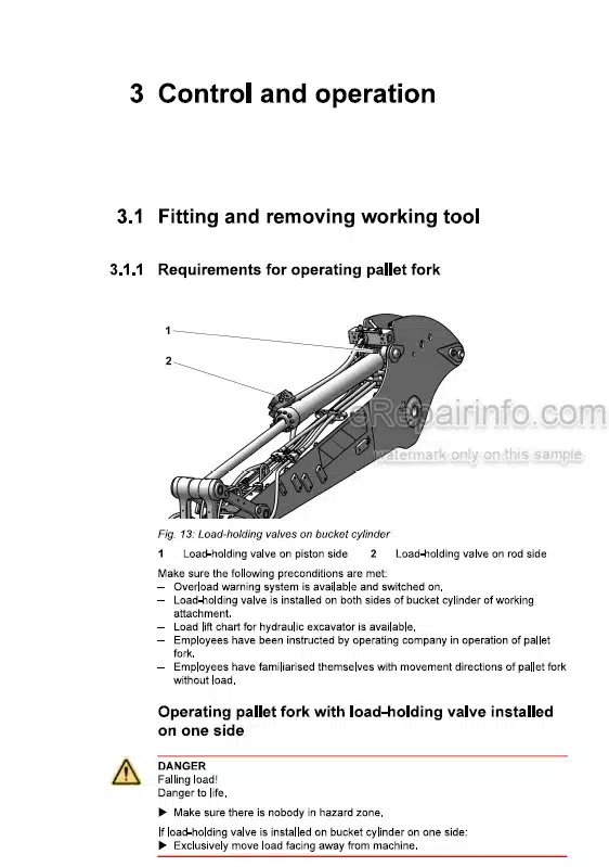 Photo 1 - Liebherr PG-SW33FEMII PG-SW-STICK-FEM-II PG-SW48FEM-II-III Operators Manual Pallet Fork 11827656