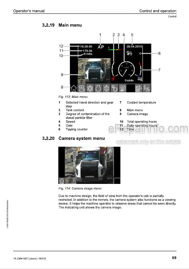 Photo 1 - Liebherr TA230 1587 Litronic Operators Manual Articulated Truck 11652612 From SN 58118