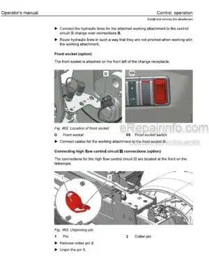 Photo 2 - Liebherr T32-7 To T41-7 4FS 05FS 1665 To 1680 Operators Manual Telescopic Handler 93517323 From SN 15603