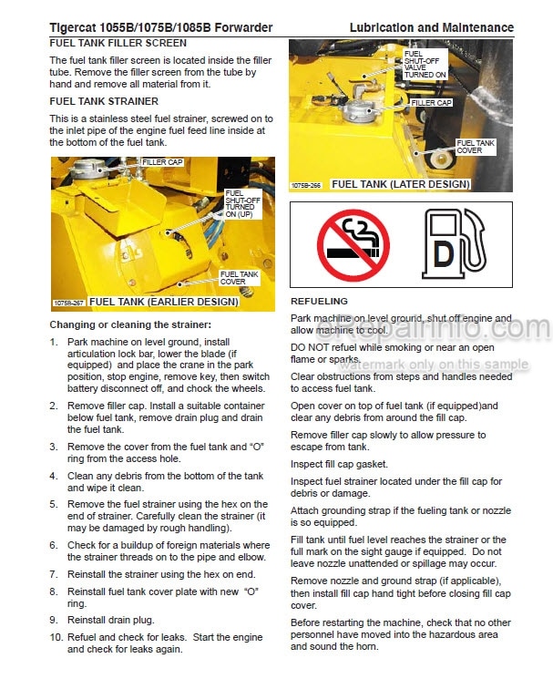 Photo 1 - Tigercat 1055B 1075B 1085B Service Manual Forwarder 32429A