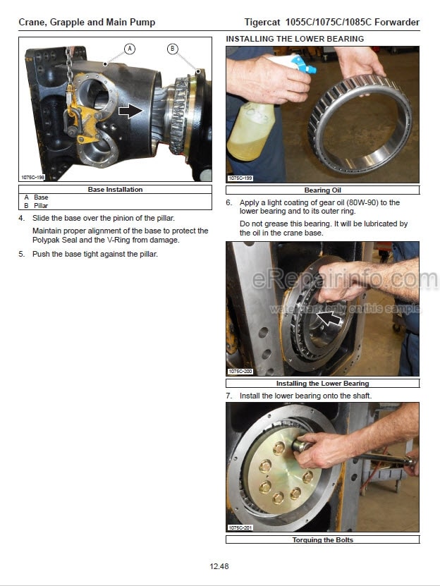 Photo 1 - Tigercat 1055C 1075C 1085C Service Manual Forwarder 44483AENG