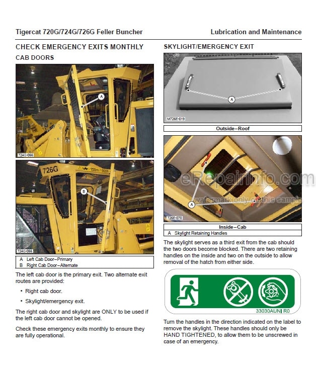 Photo 1 - Tigercat 720G 724G 726G Service Manual Feller Buncher 43587AENG