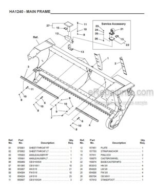 Photo 1 - Gehl HA1240 Parts Manual Hay Attachments 908142