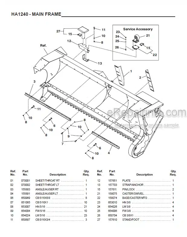 Photo 1 - Gehl HA1240 Parts Manual Hay Attachments 908142